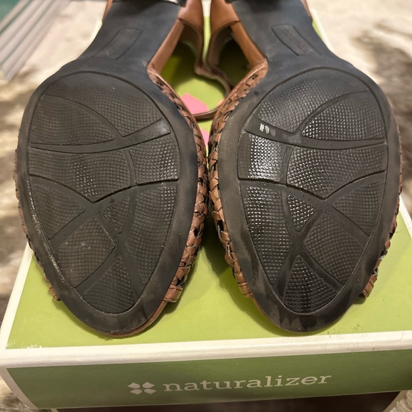 Naturalizer Brown Woven Heels with T-Strap Design - Picture 6 of 7